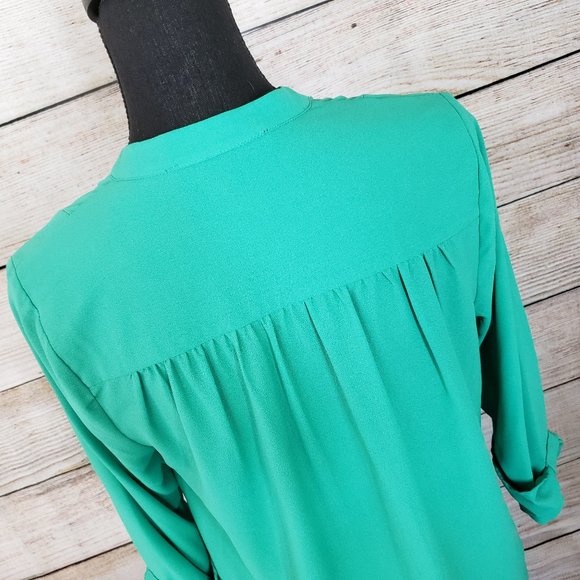 BRIXON IVY AQUA GREEN V-NECK L/S TOP - SMALL - Picture 7 of 13